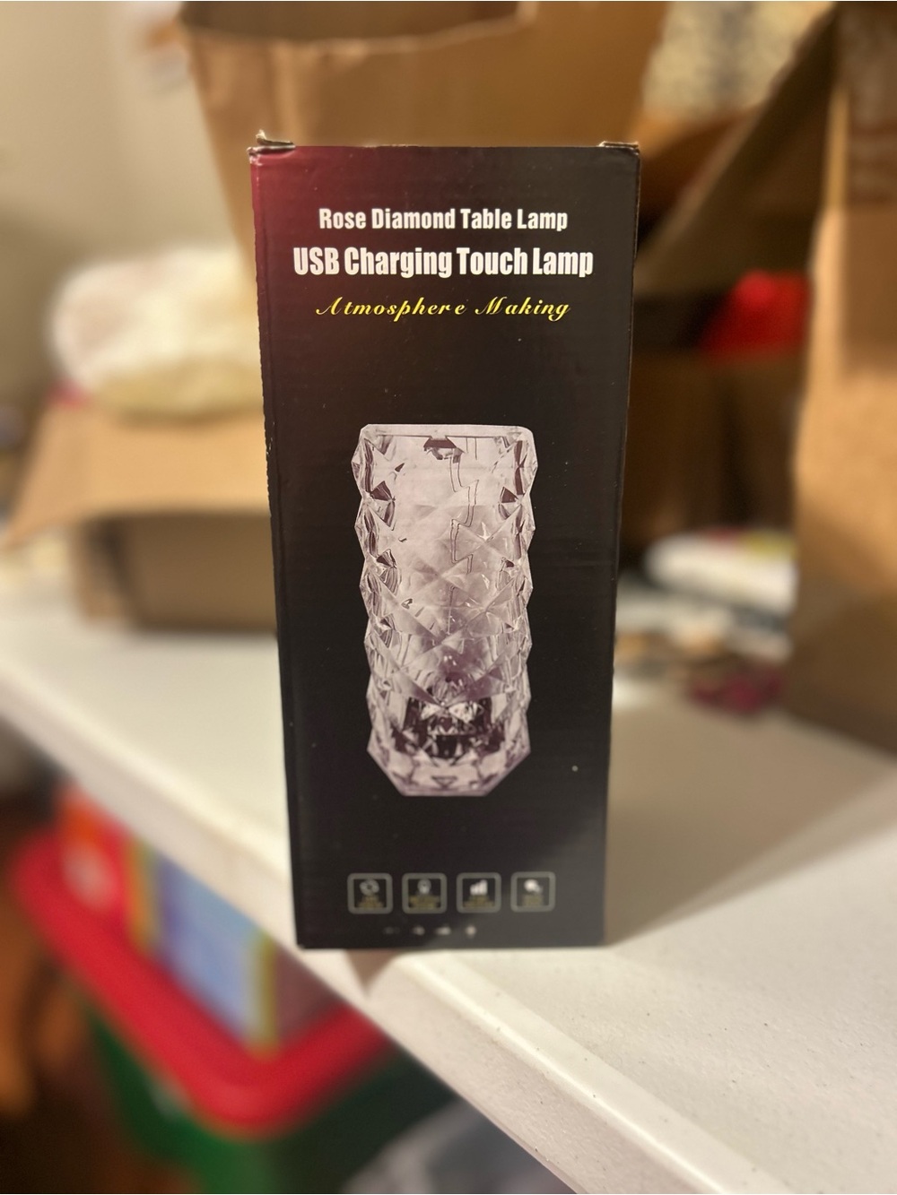 USB Charging Touch Rose Diamond Table Lamp - Clear Pink